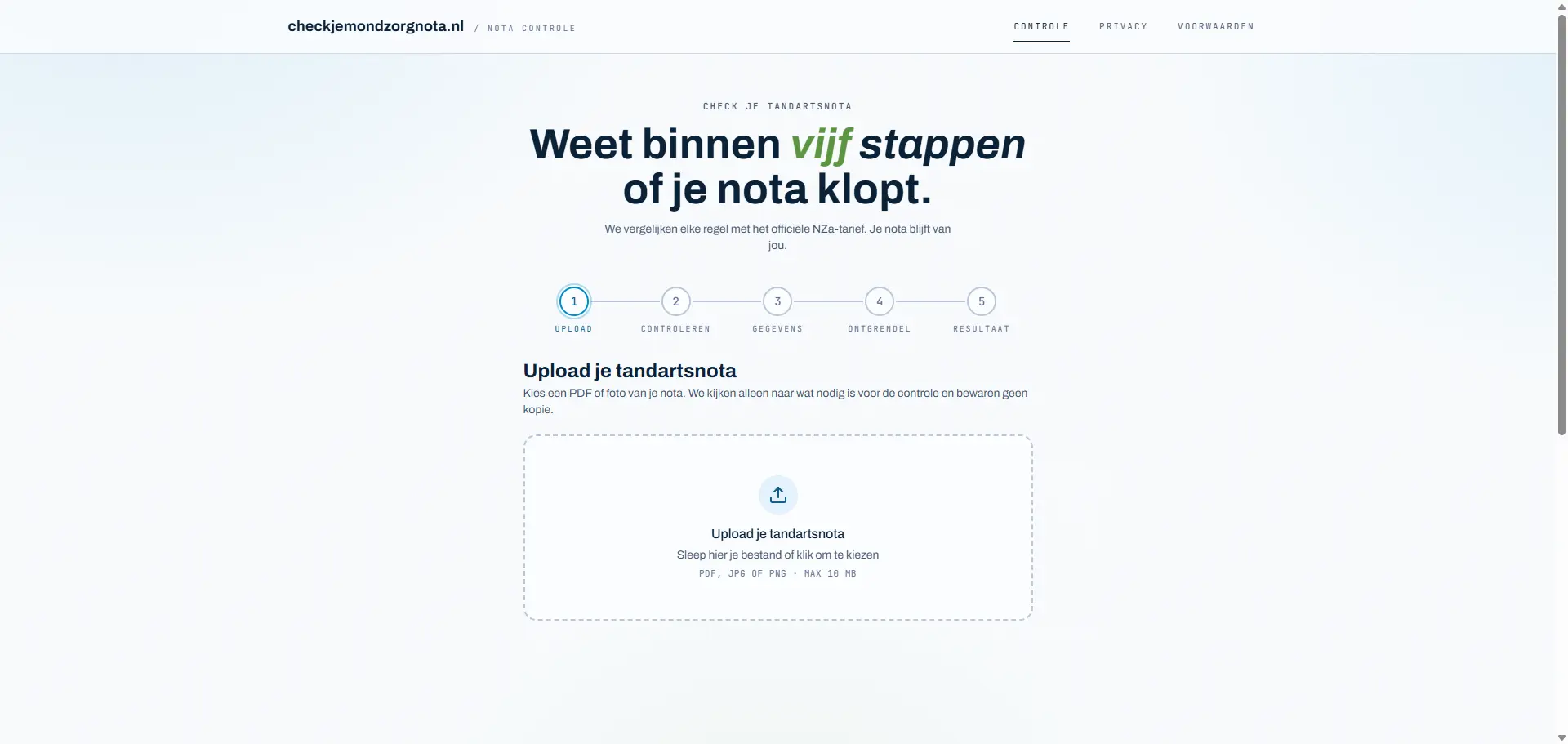 checkjemondzorgnota.nl - Dental Invoice Checker